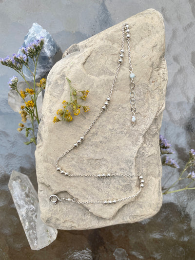 Silver Ball Bearing Station Anklet