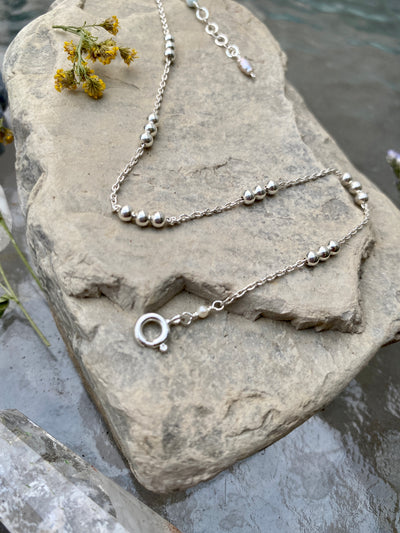 Silver Ball Bearing Station Anklet