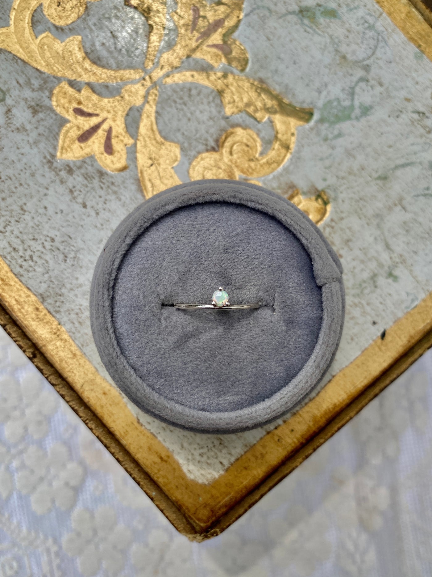 October Tourmaline / Opal Birthstone Stacking Ring
