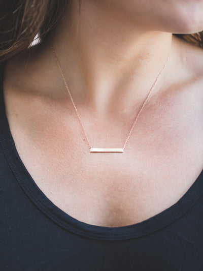 Small Rose Gold Layering Bar Necklace