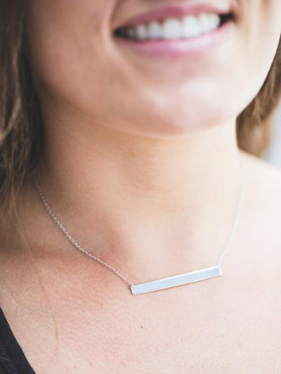 Large Silver Layering Bar Necklace
