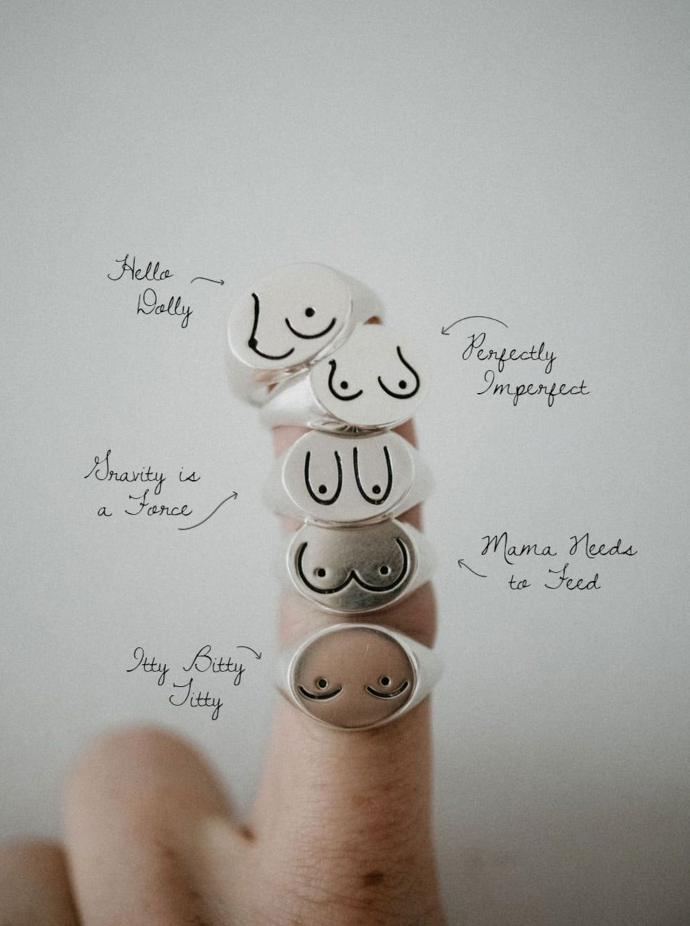 For the Love of BOOBS Signet Ring Collection
