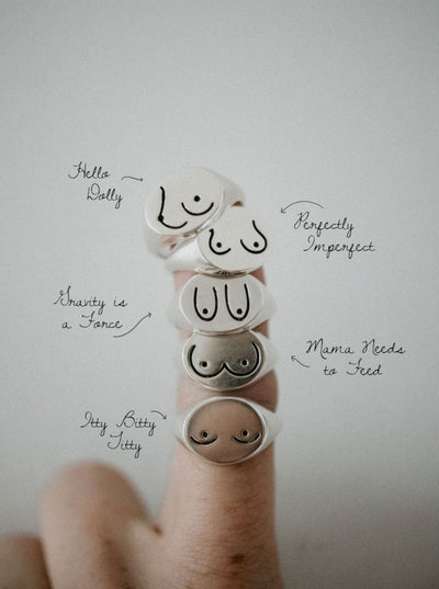 For the Love of BOOBS Signet Ring Collection