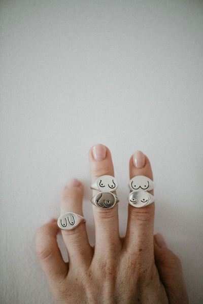 For the Love of BOOBS Signet Ring Collection