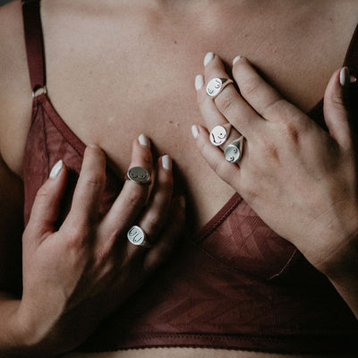 For the Love of BOOBS Signet Ring Collection